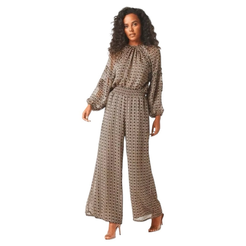 NWT MISA Los Angeles Freda Wide Leg Pant in Lattice Tile Print